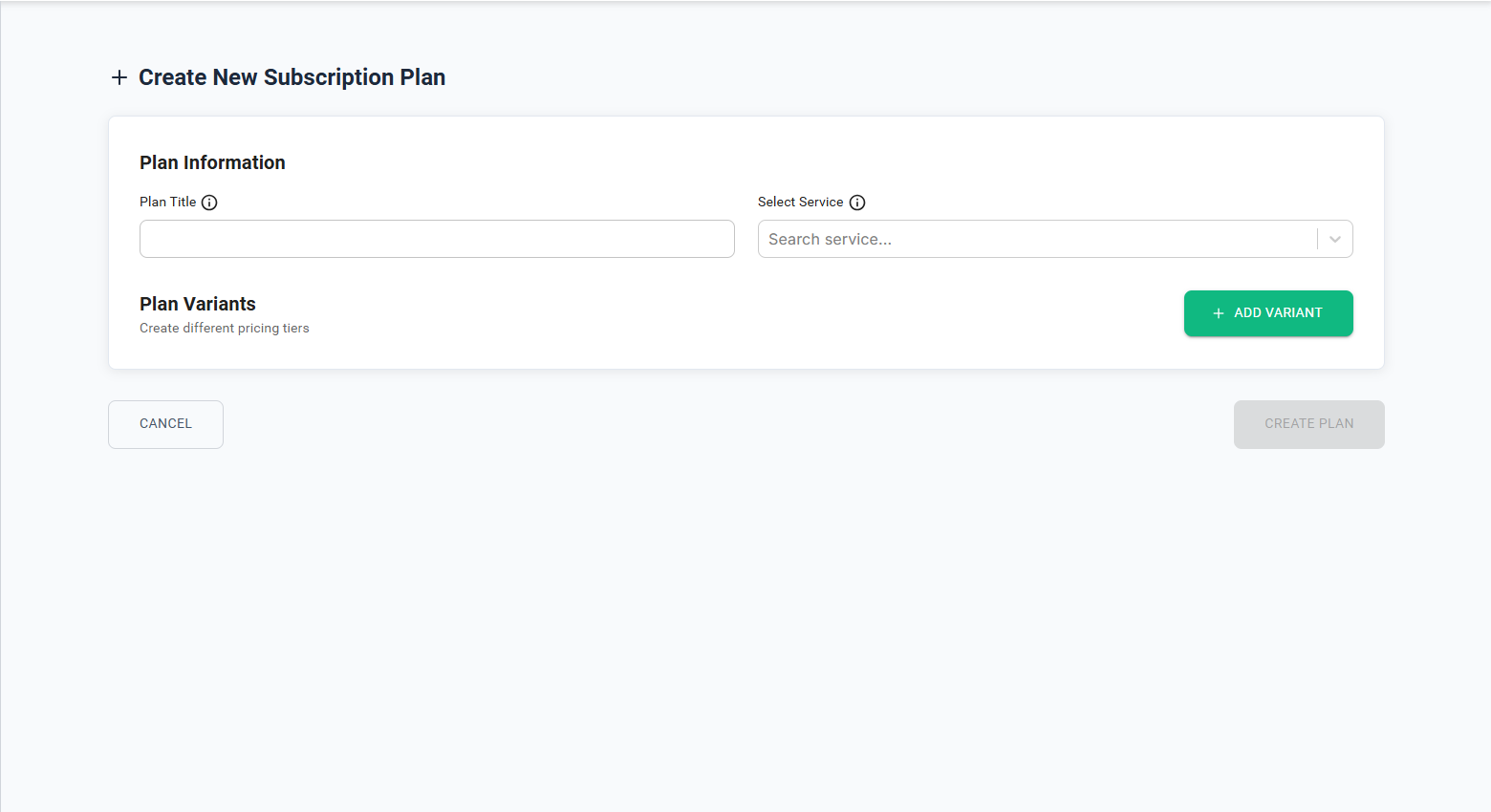 Create New Subscription Plan
